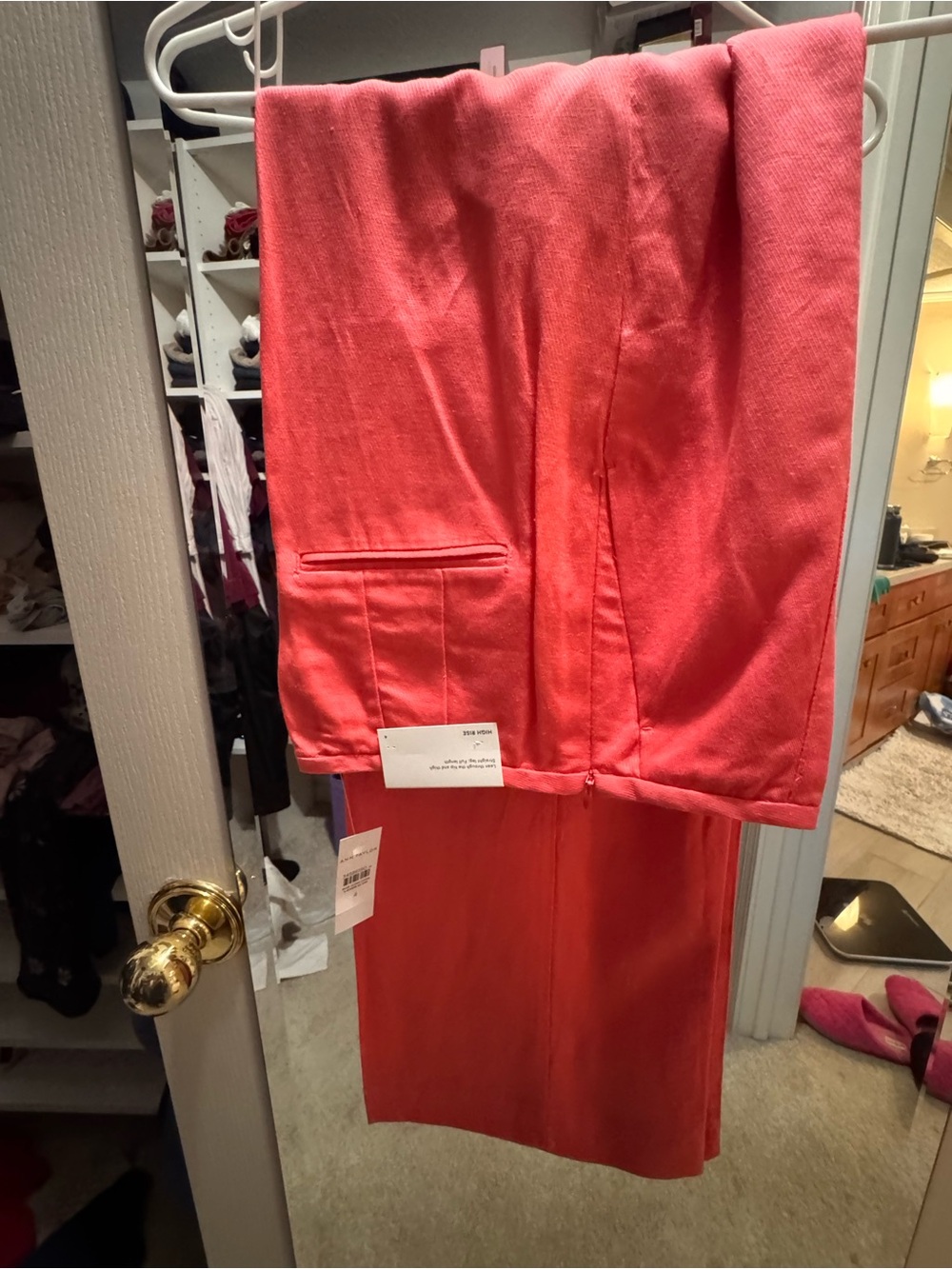 Ann Taylor Coral Straight-Leg Trousers